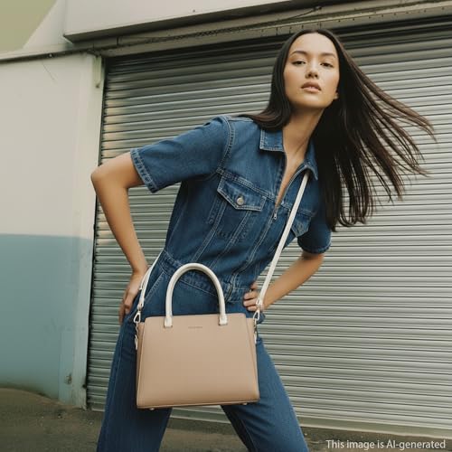 Fastrack PebbleEdge camel Satchel | Faux-Leather Women’s Handbag | Structured Satchel with Triple Compartments & Gold Accents
