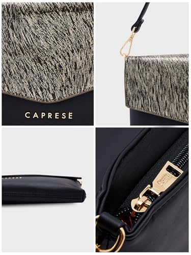 Caprese Ava Clutch, Large | Versatile Clutch for Women with Adjustable & Detachable Straps & Secure Zip Closure | Stylish Shoulder Bag | Perfect for Parties, Weddings & Special Occasions (Gold)