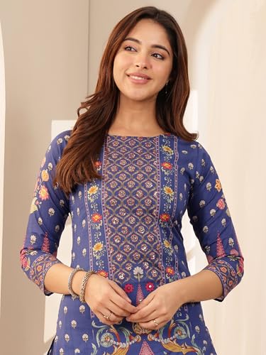 Libas Women's Cotton Kurta Set (9967H_Blue