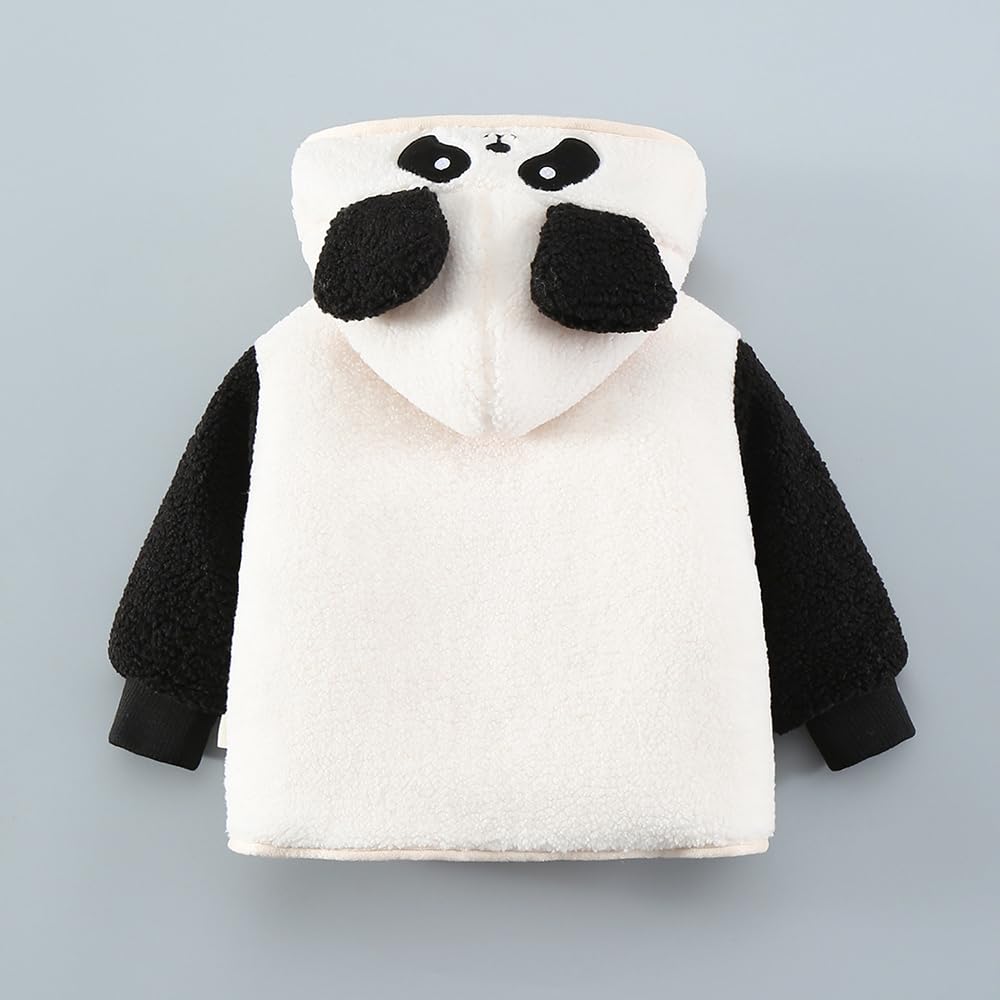 Hopscotch Boys Full Sleeves White 3D Panda Applique Hooded Jacket For Ages (12-18 Months)