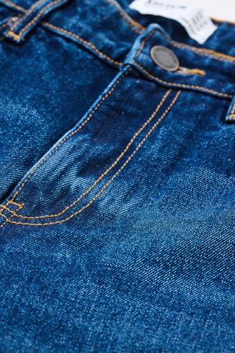 SNITCH Men Jeans Solid Blue Casual Wear | Loose Fit, Turned-Up Cuffs, Classic Blue Wash | 100% Cotton, Mid Rise, Relaxed Thigh, Wide-Leg, Five Pockets, Machine Wash