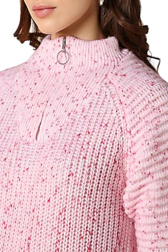 Allen Solly Women's Acrylic Crew Neck Sweater (AHSWCRGFA39177_Pink
