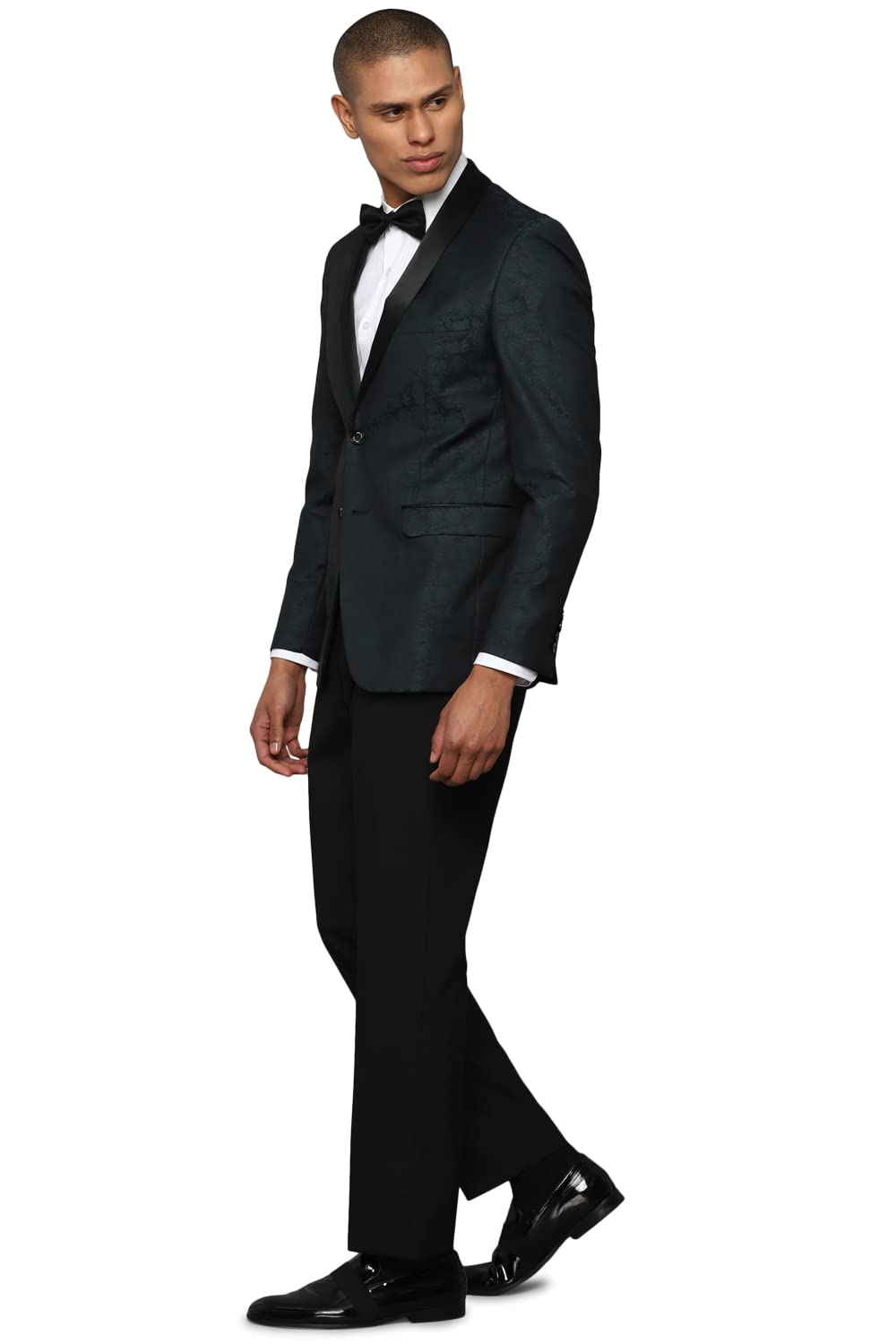 Allen Solly Jacquard Polyester Viscose Slim Fit Men's Jacket (Green, Size_36)