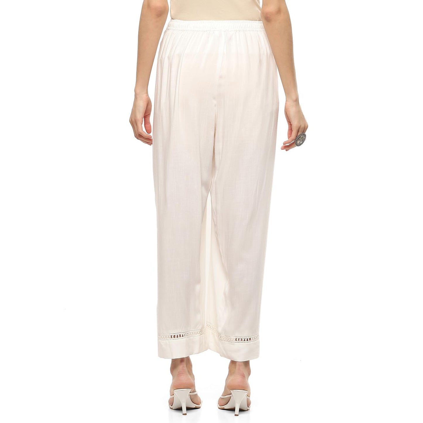 BIBA Women Solid Regular Mid Rise Mix and Match Pants (Boho STORY20143_Off White_L)