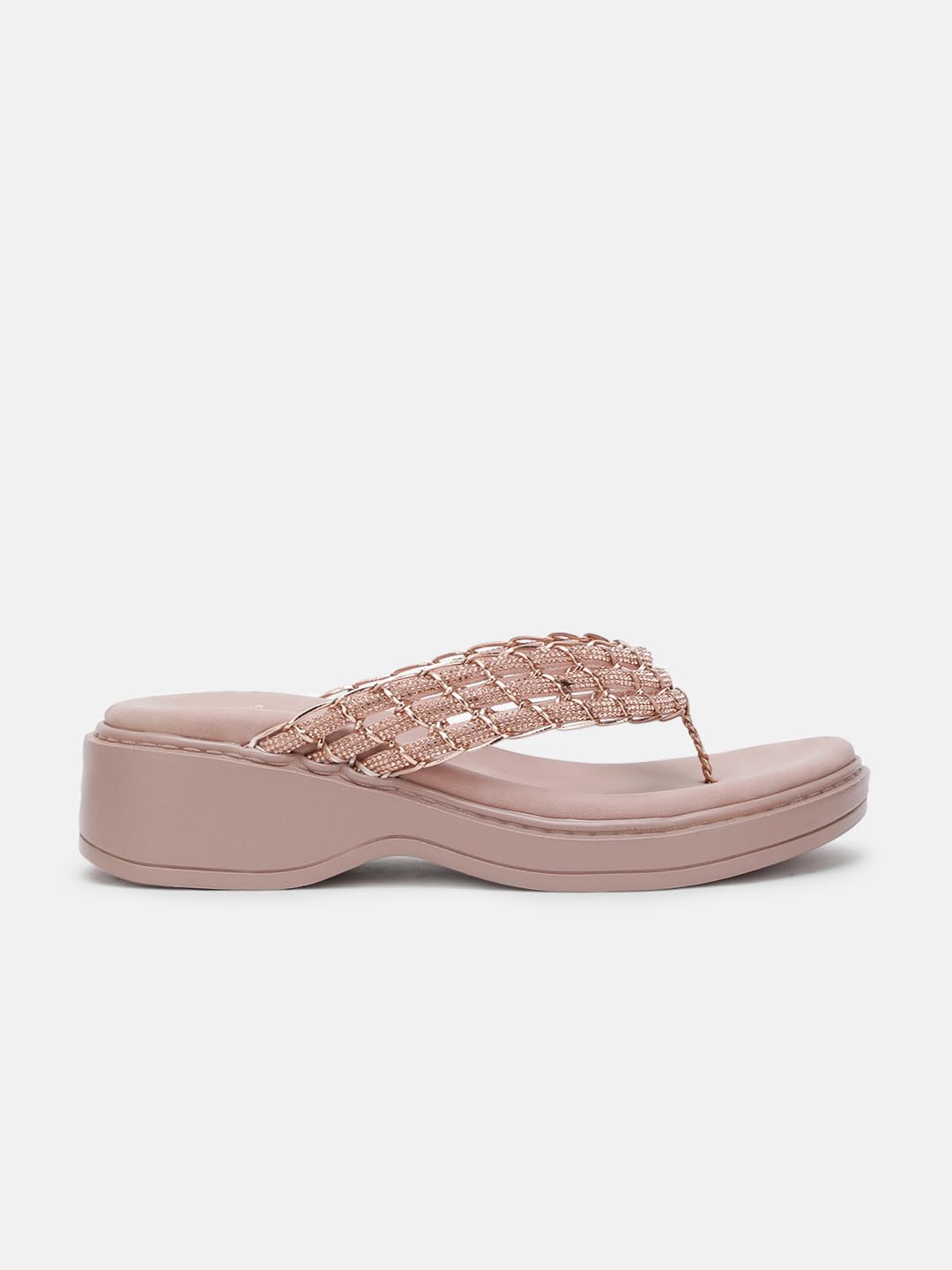 Marc Loire Women's Embellished Slip-On Platform Heel Fashion Sandal for All Occasion (Rose Gold, 7)