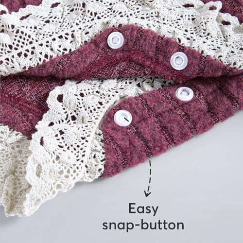 Hopscotch Girls Burgundy Full Sleeves Lace Embellished Onesie For Age (9-12 Months)