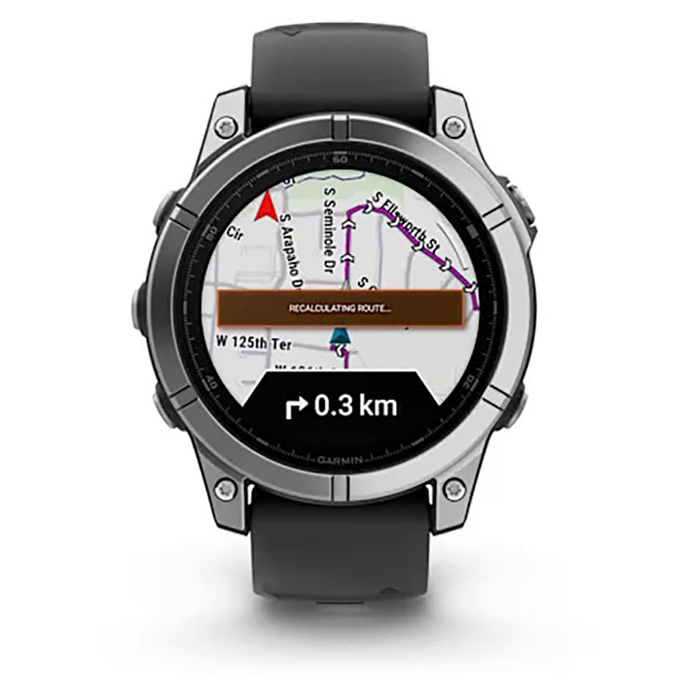 Garmin Fēnix® E – 47 mm, AMOLED Stainless Steel with Black Silicone Band