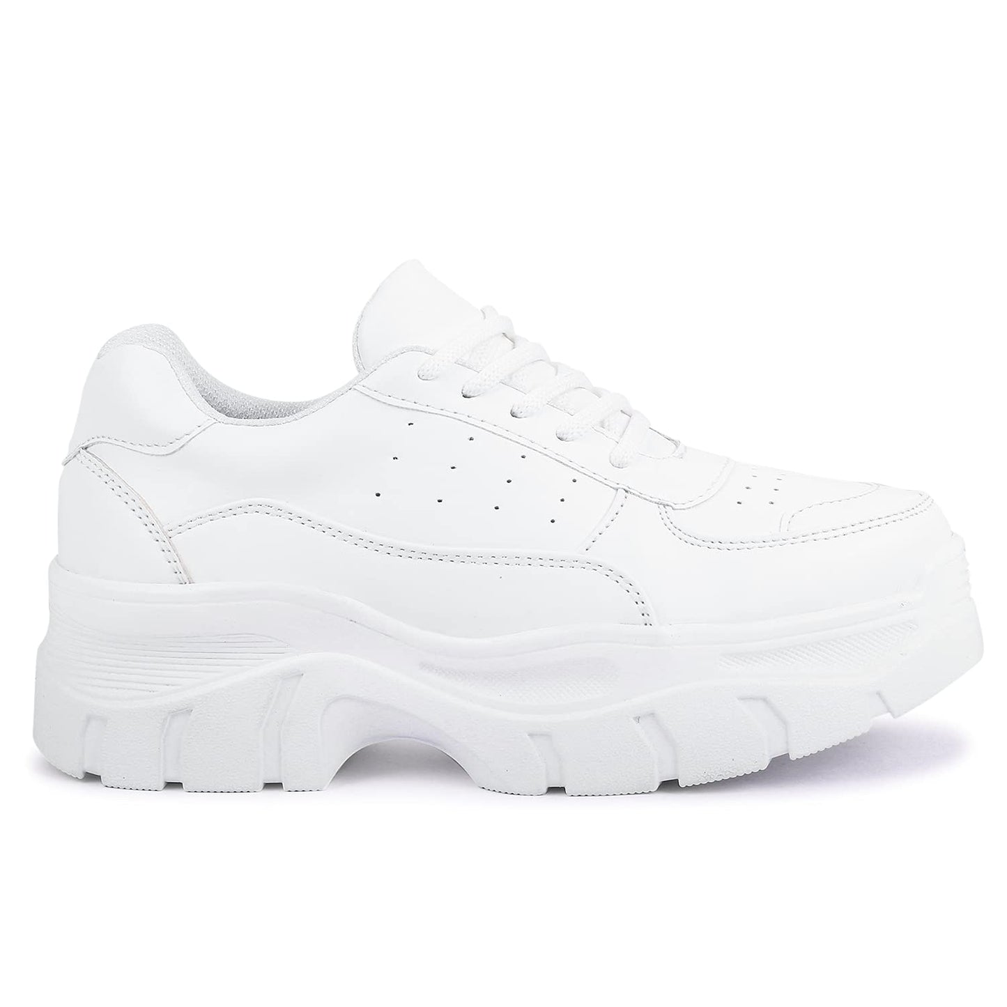 LENSBURY Women's Shoes for Walking Gym Training, Casual, Sports, Slip-On, Lightweight Lace up Athletics Slipon Running Sneaker for Ladies and Girls LBCNV6050WT-36 White