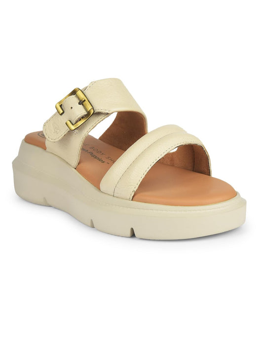 Hush Puppies Women Mule Wedge Heel Sandals - Off White (6Uk)