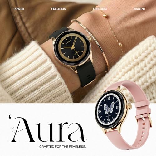 Fire-Boltt Phoenix Aura Women Smart Watch with 1.26” Diamond-Cut HD Display, Rotating Crown, Wireless Charging, Bluetooth Calling, Voice Assistant, 120+ Sports Modes - Rose Quartz