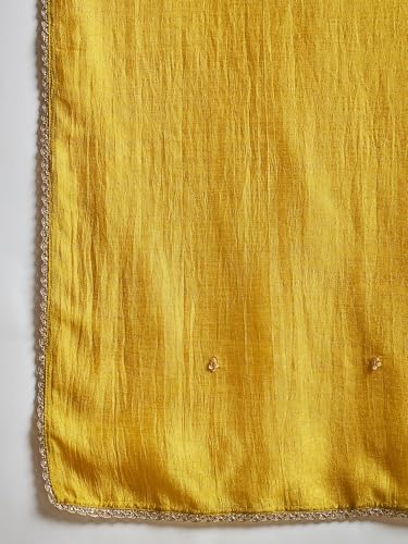 Varanga Women A Gracefully Beaded Yoke Kurta Paired With Solid Trousers And A Matching Dupatta