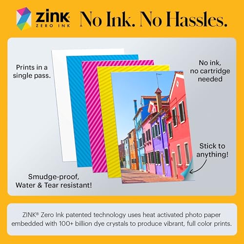 KODAK Smile+ 2-in-1 Digital Instant Camera & Photo Printer Starter Bundle - Deluxe Case + Zink 20pk Paper - 10MP, Rotating Lens - Blue