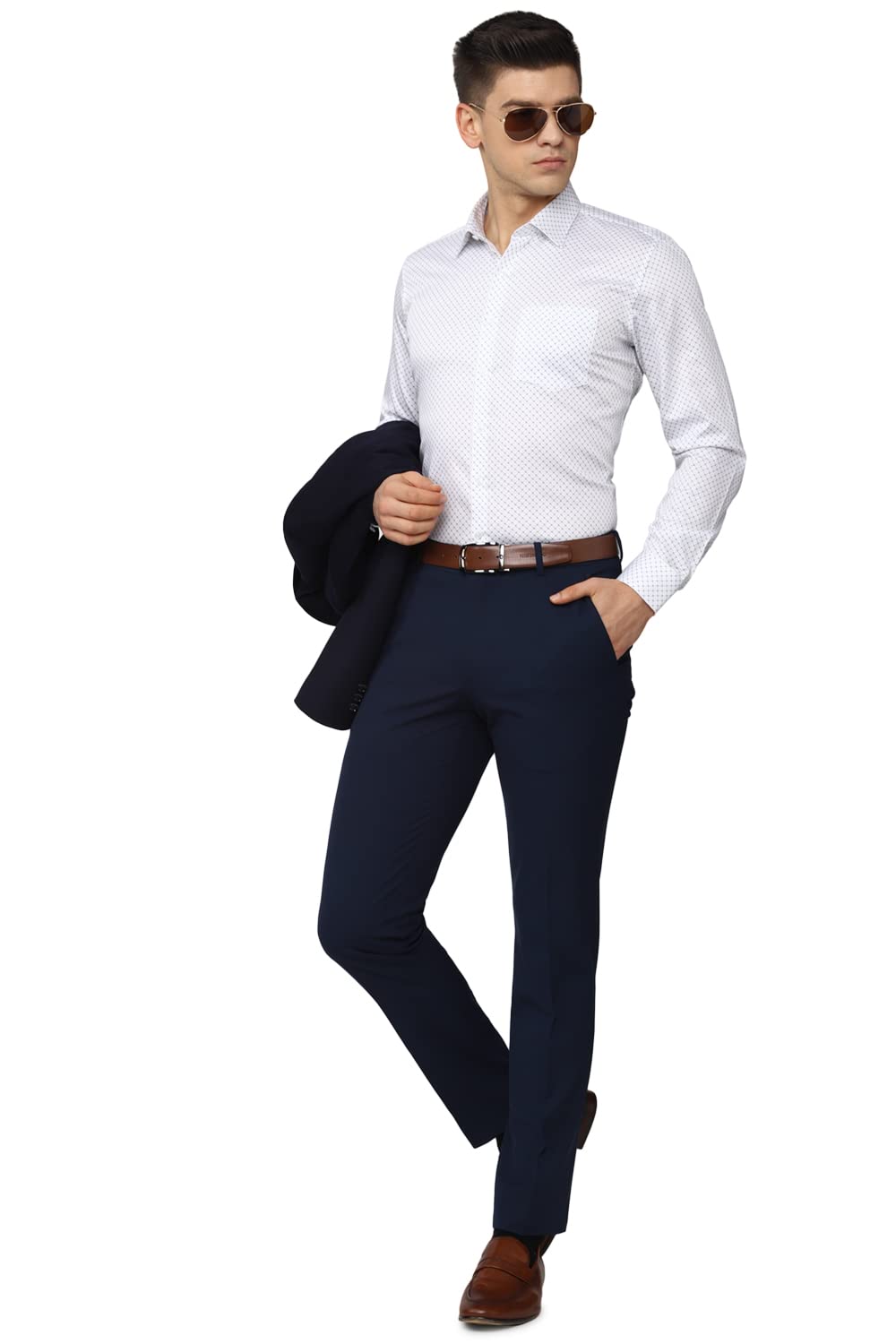 Van Heusen Men's Cotton Fitted Formal Shirt (Vhsfrslbv20281_White 42)