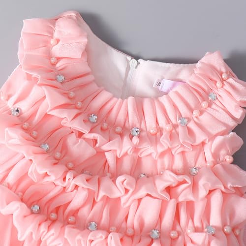 Hopscotch Girls Pink Sleeveless Cascading Ruffle Party Dress for Ages (2-3 Years)