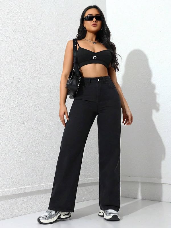 London Hills Women's Relaxed Fit High Rise Jeans || Woman Jean's || Women Baggy Jeans || Jean's for Womens || Loose Jean for Women's || Oversized Woman baggys Black
