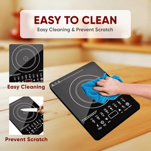 Cadlec CookXpert_5 2000W Induction Cooktop | Feather Touch Control | 8 Preset Menus | Auto Cut-Off | High Power Induction Stove | BIS Approved | Black | 2-Year Warranty