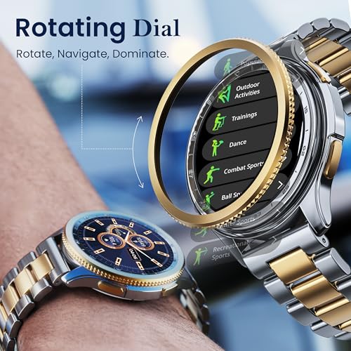 GOBOULT Pyro Smartwatch 1.43'' AMOLED Screen, BT Calling 5.3, 600 Nits Brightness, IP68, 150+ Watchfaces, 120+ Sports Modes, AI Voice Assistant, SpO2 Monitoring (Gold Silver)