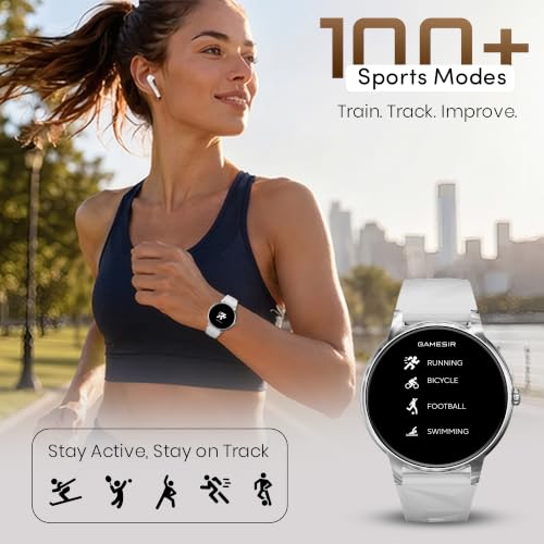 GameSir Active Rush Smart Watch for Men & Women, 1.27" Full Touch Display, Bluetooth Calling, Fitness Tracking, Message Notifications, Android & iOS Compaatible - (Silver)