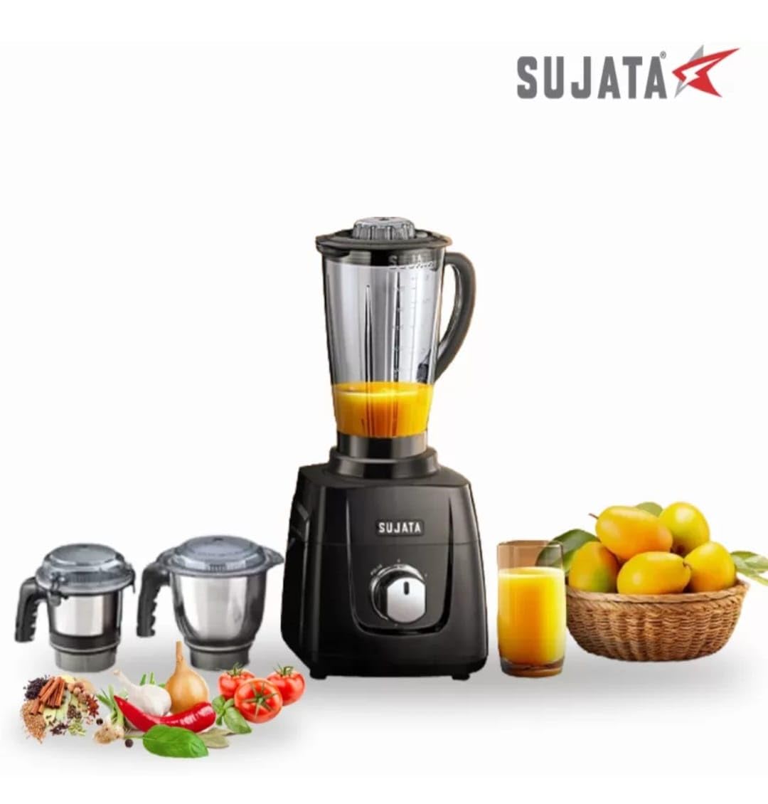 Sujata MG 01 The New Generation Mixer Grinder (3 Jars) ABS, Black, 1000 Watts