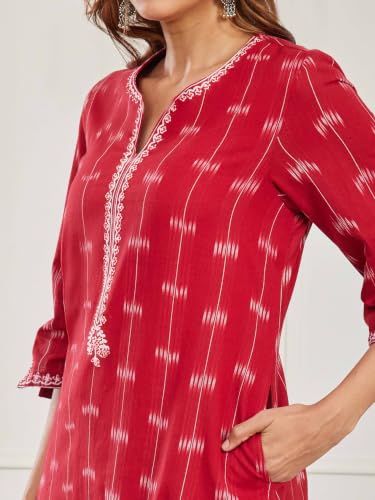 BIBA Dyed Cotton A Line Casual Kurta With Palazzo