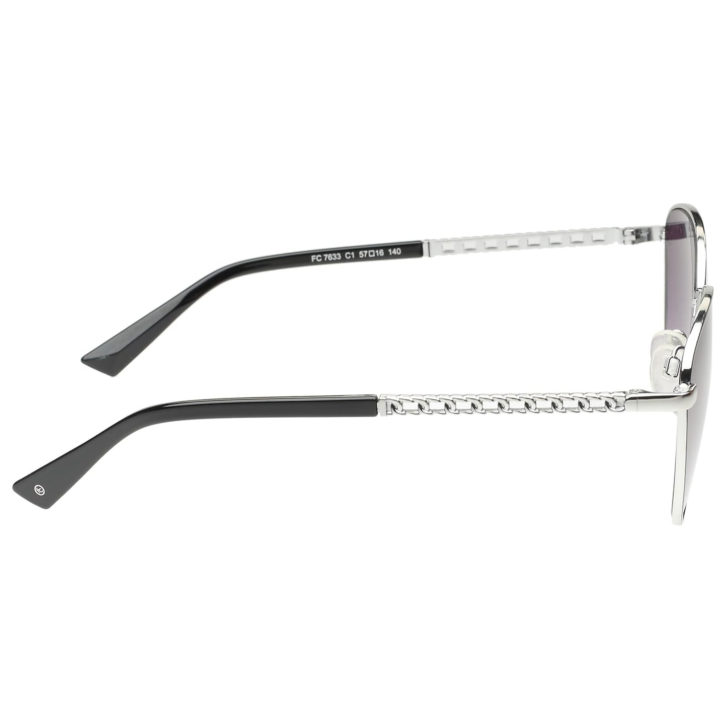 French Connection|Black Full Frame Round Sunglasses|100% UV Protected (Uv 400) Grey Gradient Faded Lens|Women's|Medium|FC 7633 C1 S