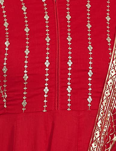 BIBA WOMEN EMBROIDERY FITTED SALWAR KURTA DUPATTA(SKD7459E_RED_36)