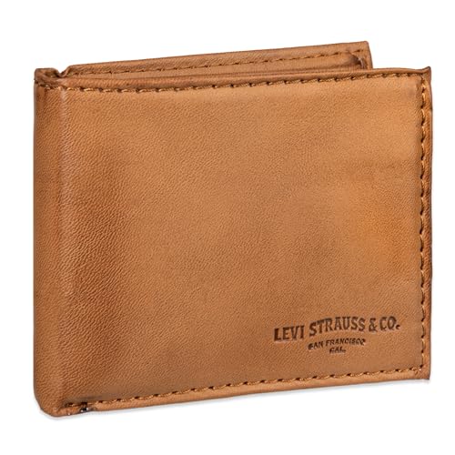 Levi's Men's RFID Extra Capacity Slim Bifold Wallet with Multiple Card Slots, Turlock Tan, One Size