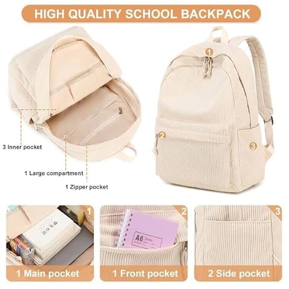 Satic Backpacks for Women/Men Stylish Trendy Casual College Backpacks, Designer School/College/Picnic Bag Backpack For Girls & Women (Beige)
