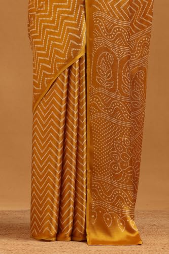 Soch Womens Mustard Viscose Bandhani Saree