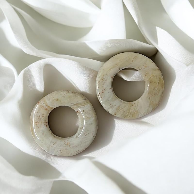 Accessher Aesthetic Cream Coloured Circular Statement Earrings/Handmade Polymer Clay Earrings for Women and Girls