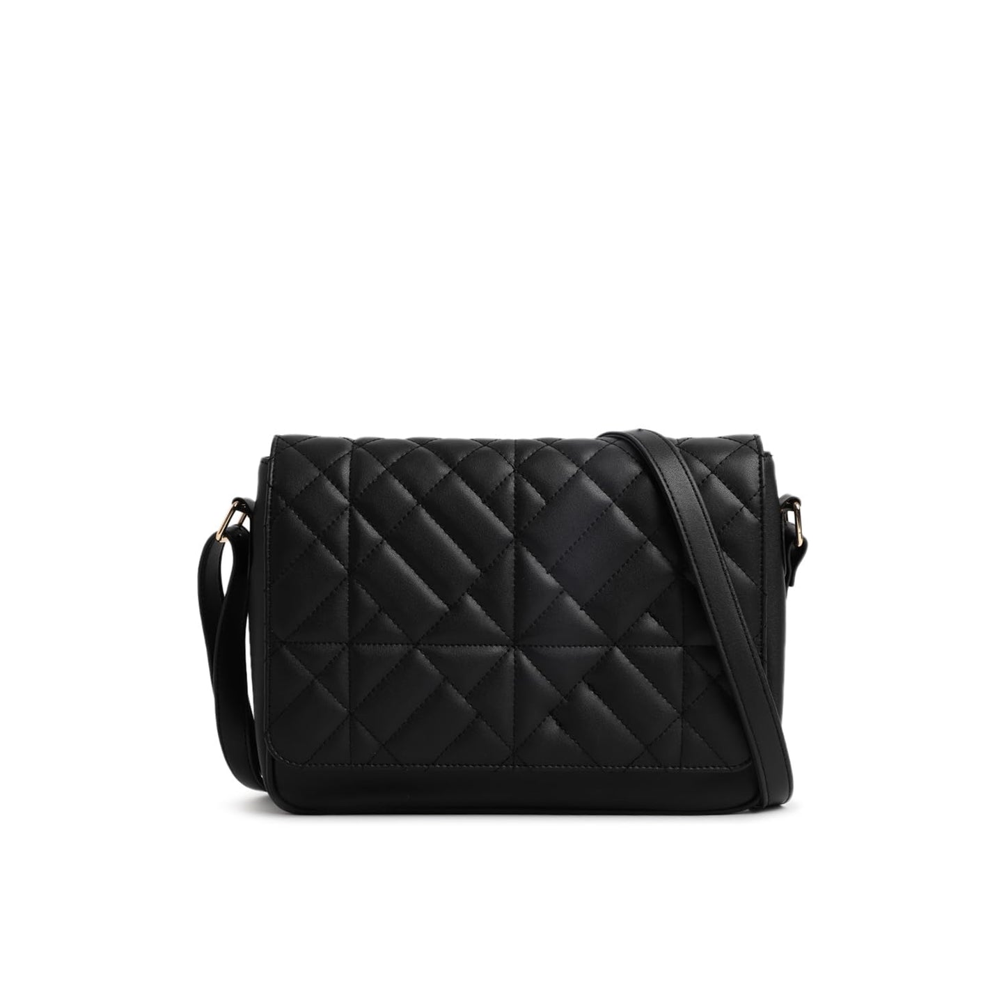 Fastrack Quilted College Messenger Bag For Girls | Made Up Of Premium Faux Leather,black