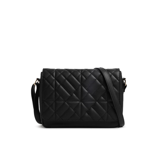 Fastrack Quilted College Messenger Bag For Girls | Made Up Of Premium Faux Leather,black