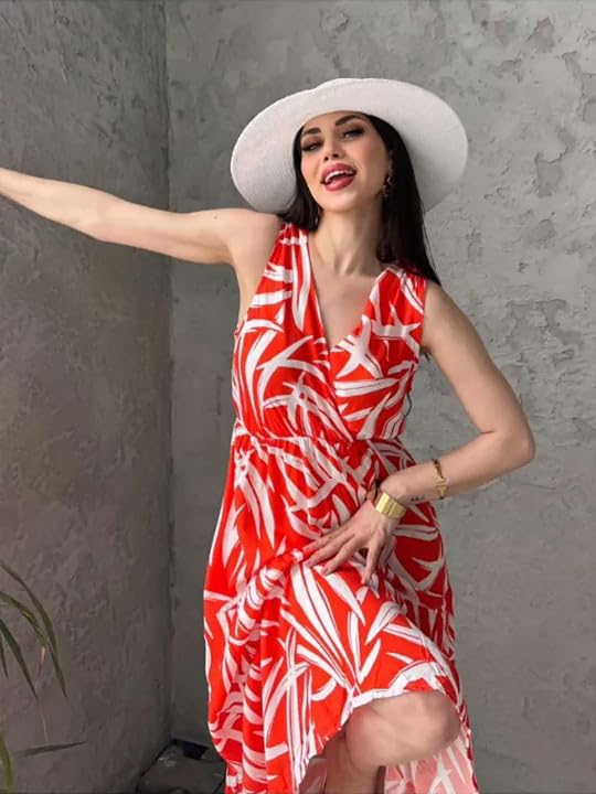 Perabin Rayon Dress for Woman Stylish Party Women Dresses Long Maxi Frock Latest One Piece Design Frocks Wedding Girls A-Line Midi Casual Tops A Line Office Birthday (Zibra-Orange-2XL)