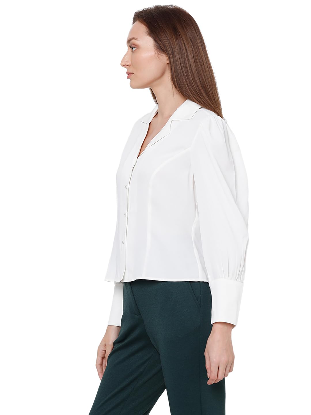 VERO MODA Women Solid White Polyester Regular Fit Shirt