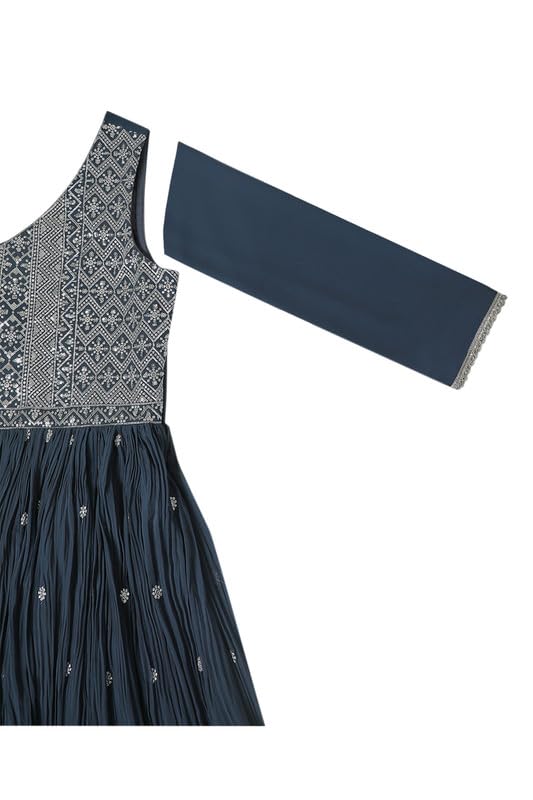 Soch Womens Grey Georgette V Neck Gown with Sequins