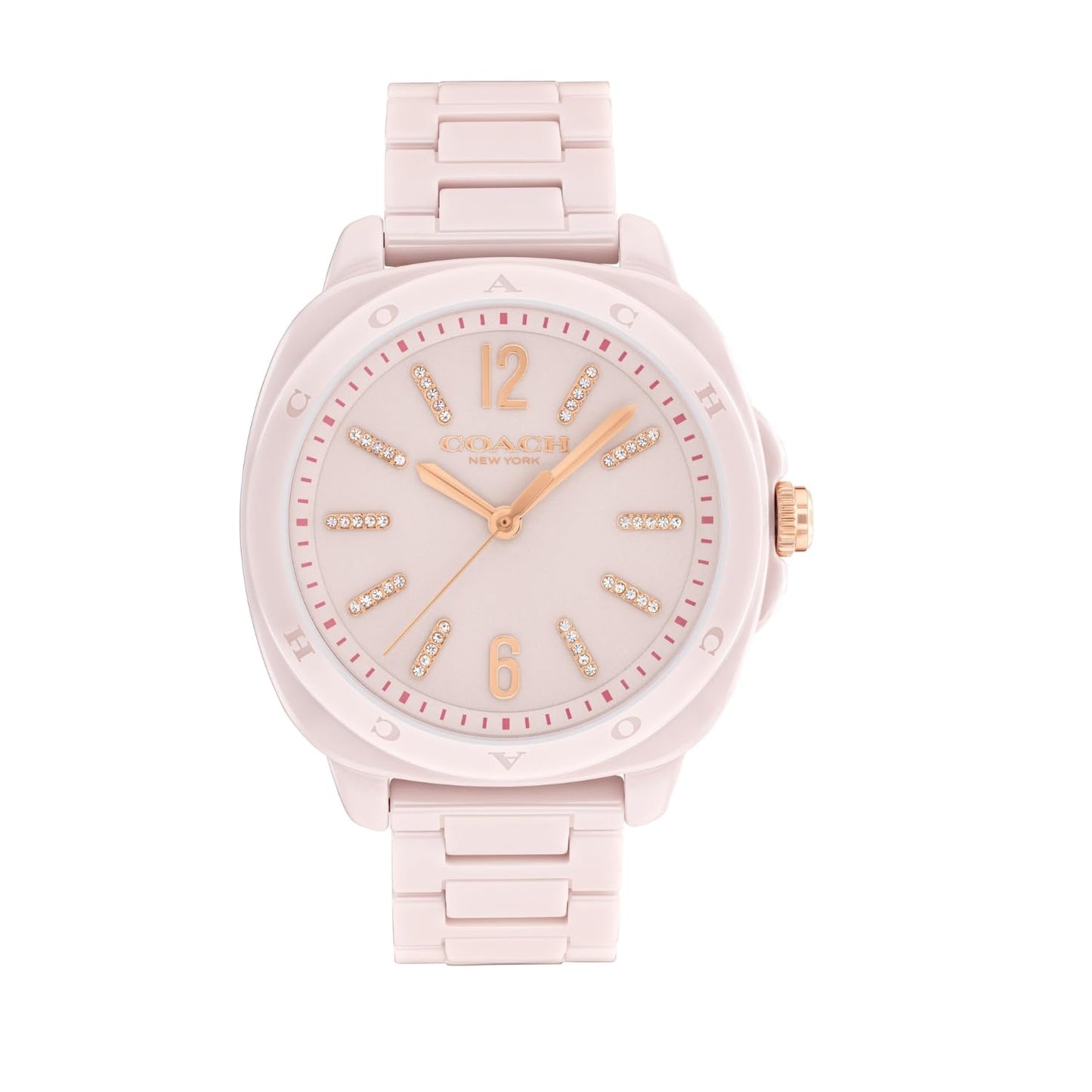 Coach Kitt Qtz Basic Blush Tonneau Dial Women's Watch|Blush Ceramic Material|Blush Ceramic Color Band - 14504408