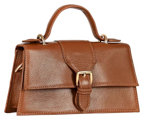 eske Eloise Genuine Leather Womens Satchel (Dark Tan)