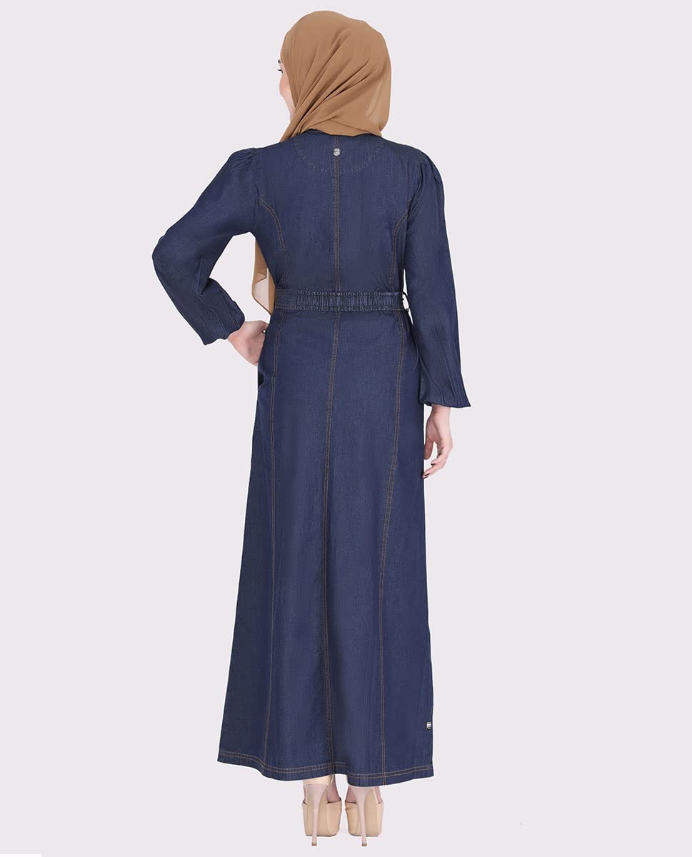 Silk Route Belted Denim Smart Choice Abaya Maxi Dress Jilbab Medium