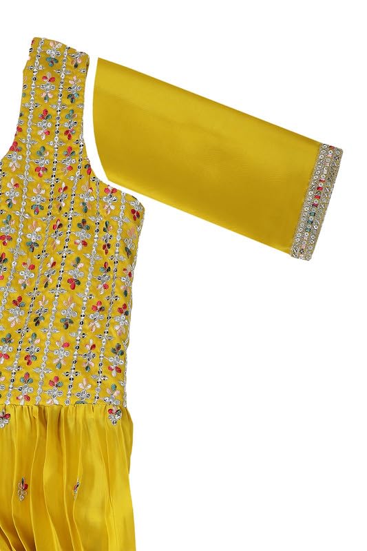 Soch Womens Yellow Sequin Embellished Georgette Blend Ethnic Gown