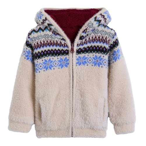 Hopscotch Girls Full Sleeves Beige Hooded Soft Textured Jacket For Ages(4-5 Years)