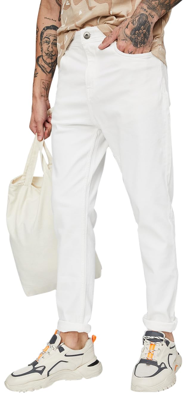 Max Men's Mid Rise Slim Jeans (DMBCAFES2302GVWHITE, 32