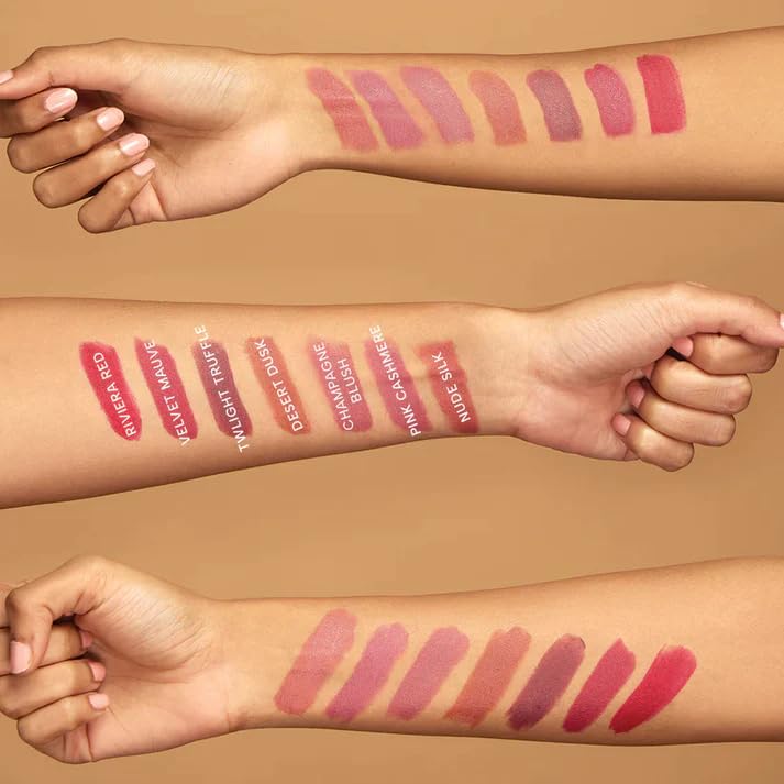 RAS Luxury Oils Lumiere Satin Matte Lipstick | 8-Hr long stay Creamy Matte, Non-Drying, Lightweight & Pigmented | Natural infusion of Argan & Avocado | Vegan, Cruelty-Free (Champagne Blush)