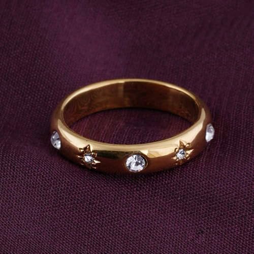 PALMONAS Gold-Plated Gold-Toned Stone Studded Ring(Size-6) | Gifts For Girlfriend | Gift For Women & Girls