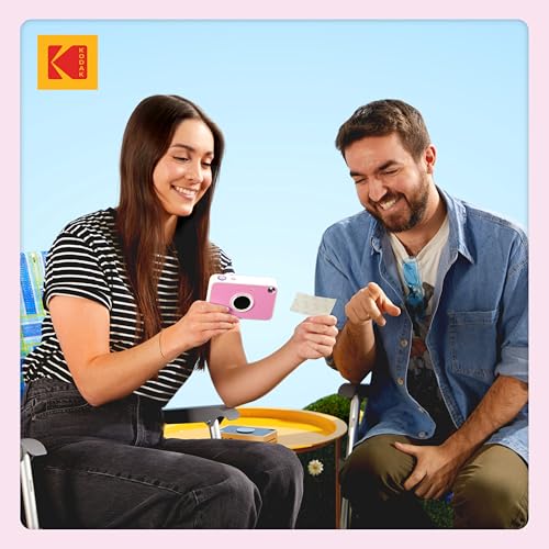 Kodak Printomatic+ Full Color Instant Print Digital Camera Gift Bundle + Case + Zink 2x3 Sticky Back Photo Paper 20pk + Album + Sticker Sets + Sticker Frames + Hanging Frames + Markers - Pink
