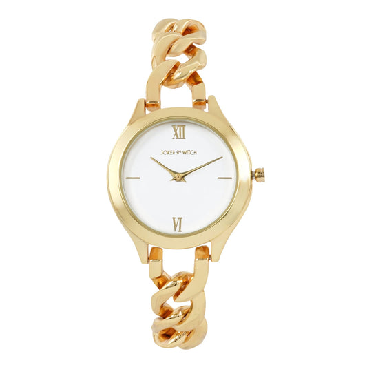 Joker & Witch Vegas 32mm White Dial 14mm Gold Stainless Steel Watch for Women