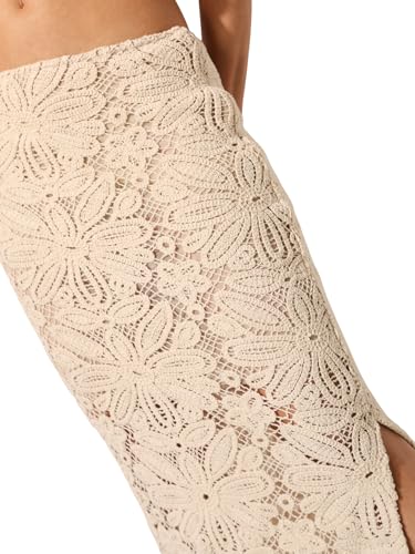 ONLY Women's Regular Fit Mid Rise Beige Skirt