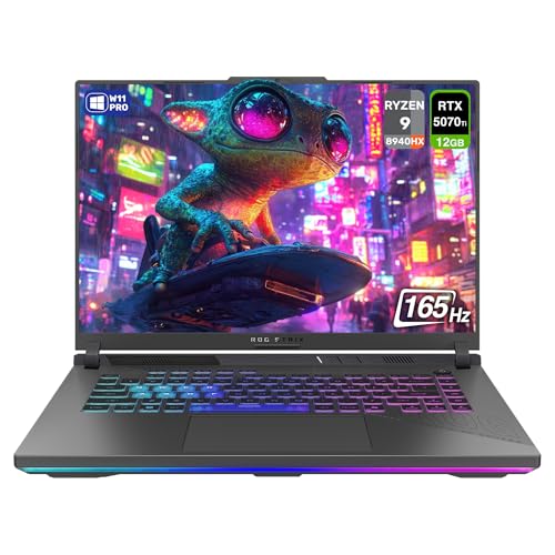 ASUS ROG Strix G16 Gaming Laptop, AMD Ryzen 9-8940HX, 64 GB DDR5 RAM, 2 TB PCIe SSD, 16" WUXGA (1920x1200) 165Hz Display, Nvidia G-Force RTX 5070Ti, 4-Zone RGB Backlit Keyboard, W11 Pro, Eclipse Grey