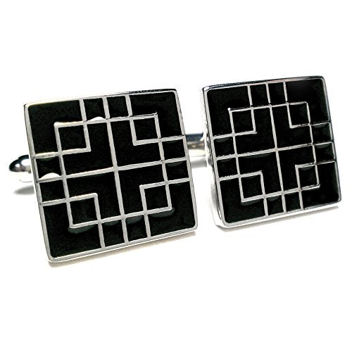 Peluche Black Enamel Cufflinks for Men