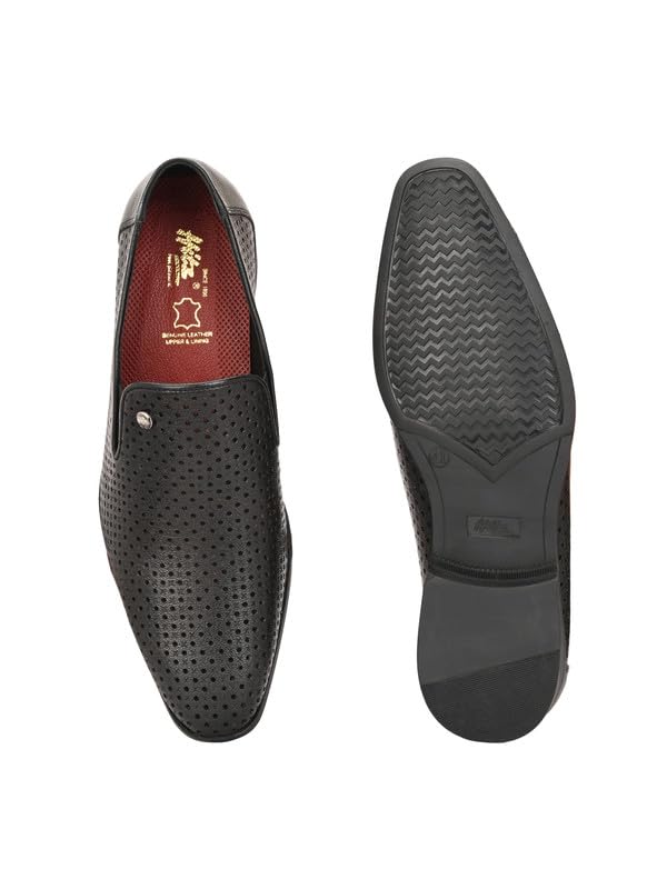 HITZ Men's Black Leather Formal Slip On Shoes - UK 7