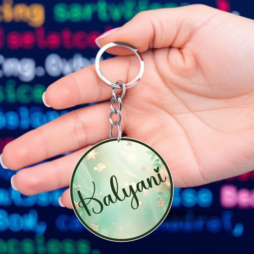 GIFTMEBAZAR Personalized Name Acrylic Keychain For Bike, Car, Bags, Home & Office | Round Keyring | Birthday Gift For Friends | Keychain Return Gift